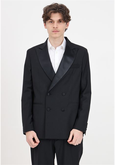 Elegant black double-breasted men's jacket IM BRIAN | GIA2825009